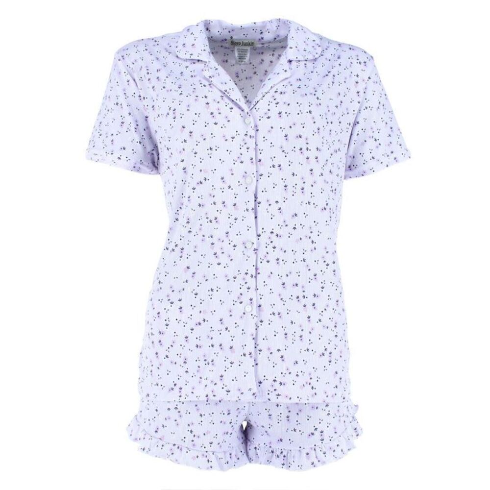 Sleep Junkie Women's Ditsy Floral Notch Collar Short Sleeve and Shorts Set